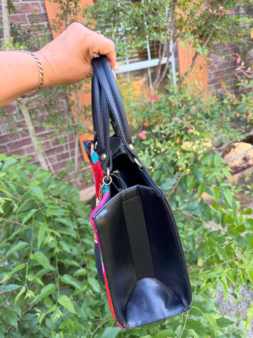 Black Embroidered Artisan Bag