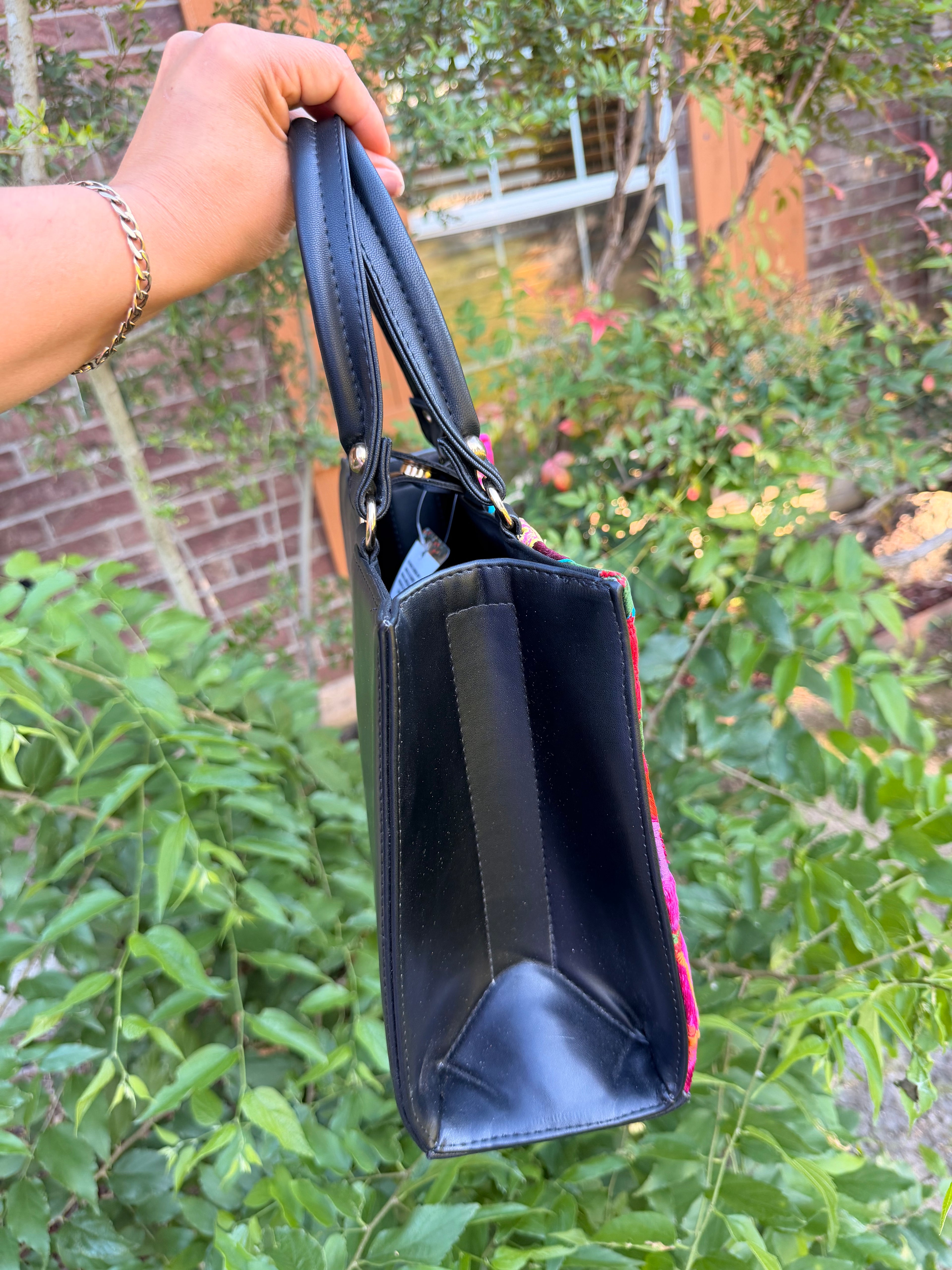 Black Embroidered Artisan Bag
