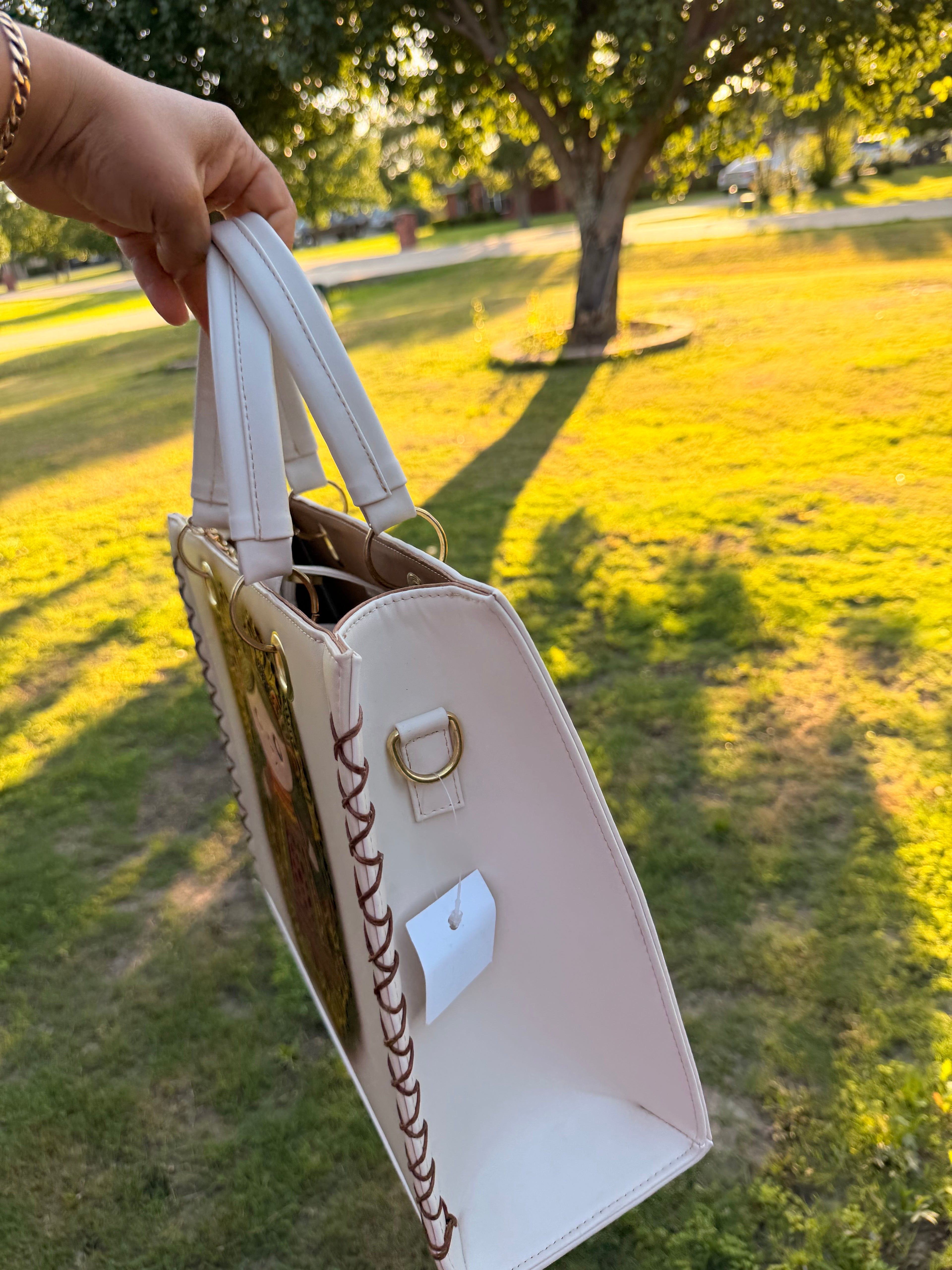Lolo María Doll Sunflower Tote Bag – Hand-Painted Vegan Leather