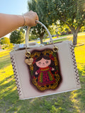 Lolo María Doll Sunflower Tote Bag – Hand-Painted Vegan Leather