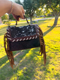 Western Fringe Crossbody Bag – Cowhide & Tooled Leather